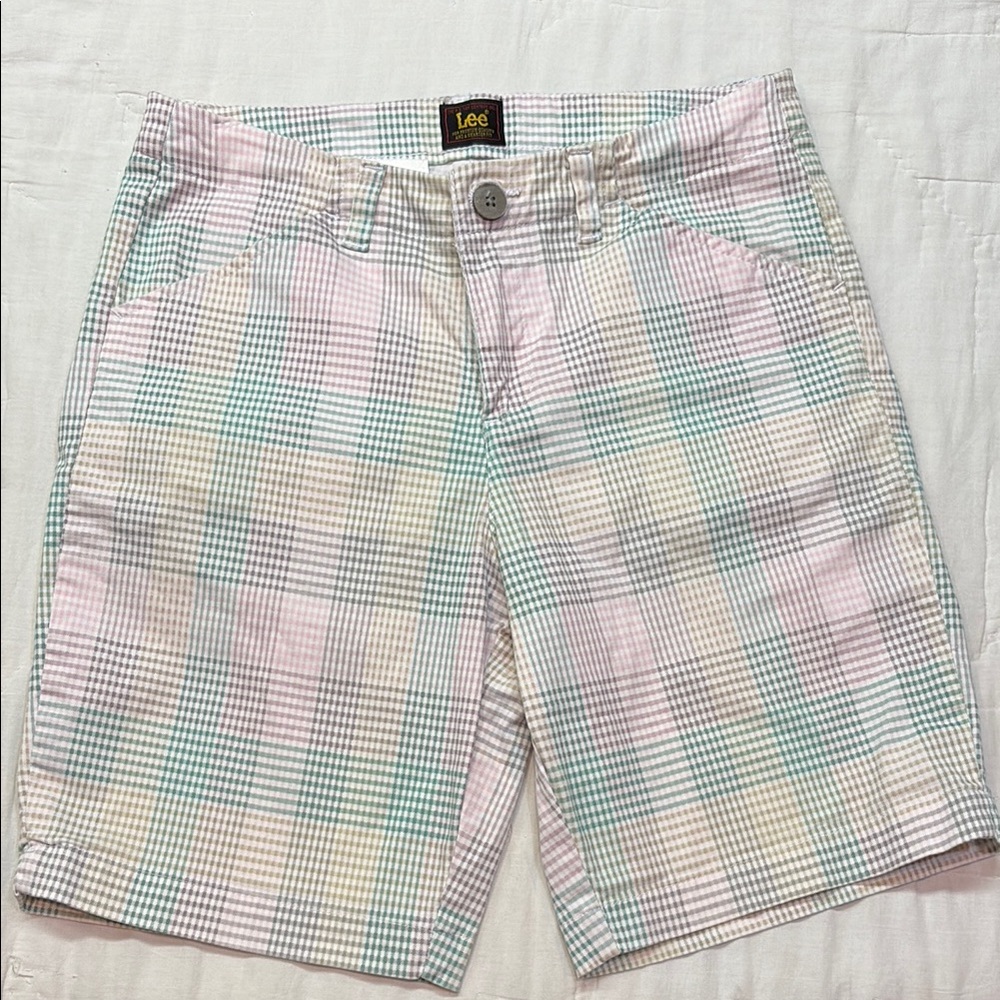 Lee‎ Women's Pastel Plaid Bermuda Shorts Cottagecore Coastal Grandma Size 6